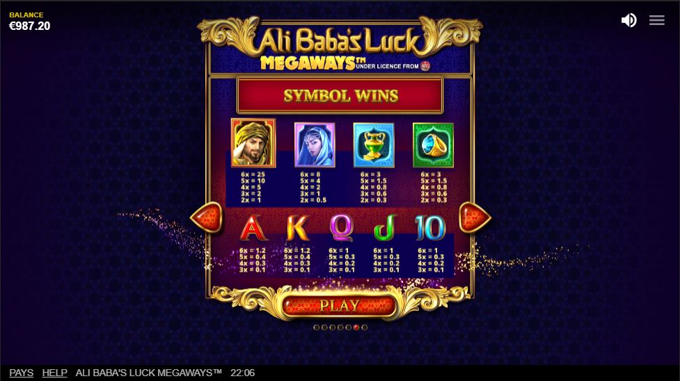 Ali Babas Luck Megaways proceso de juego