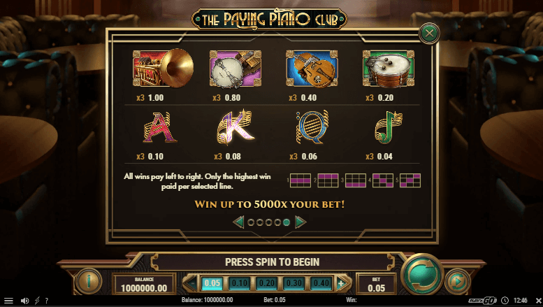 The Paying Piano Club Game process