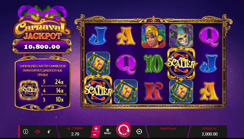 Carnaval Jackpot proceso de juego