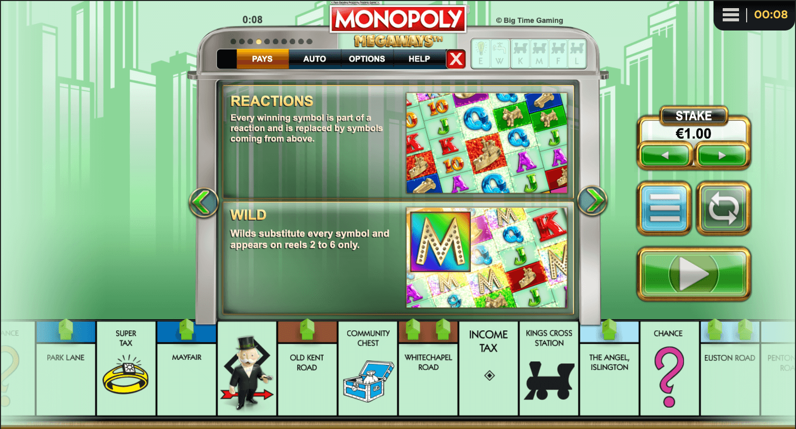 Monopoly Megaways Processo di gioco