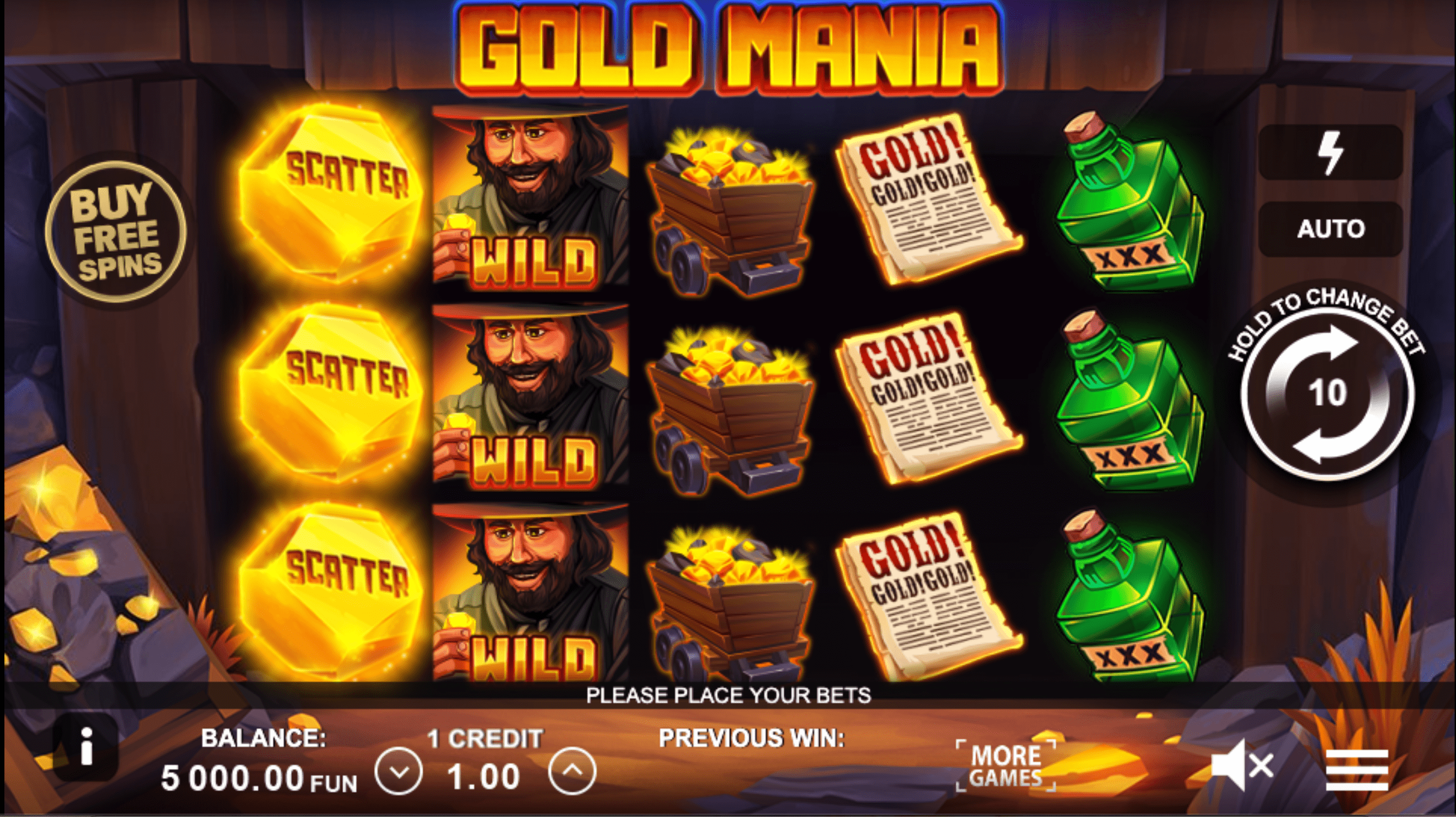 Gold Mania proceso de juego